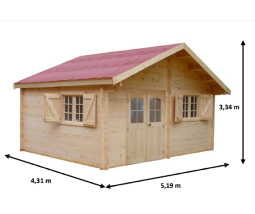 Abri Naira, Madriers épicea 42mm, 5.2 x 4.3m, 22m² - NAR5035.02