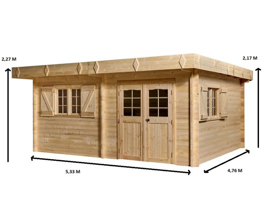 Abri Bretan, Madriers épicéa 42mm, .5.30 x 4.80m², 25.40m²