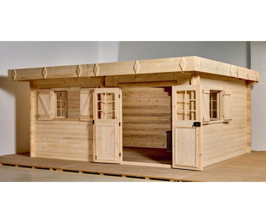 Abri Bretan, Madriers épicéa 42mm, .5.30 x 4.80m², 25.40m²