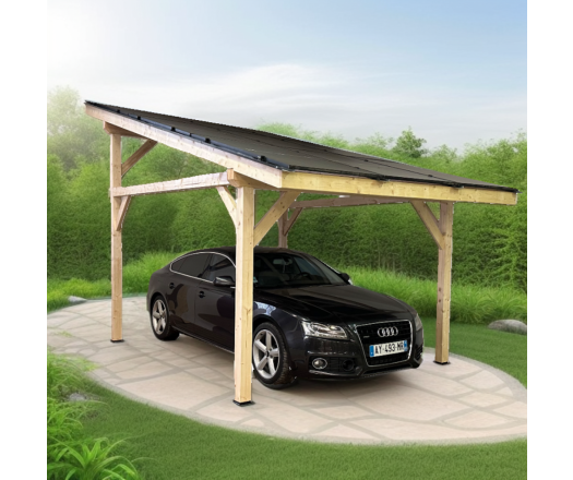Carport Photovoltaïque Lumio, Douglas en contrecollé non traité, 3.20 x 5.20m, 16.70m²