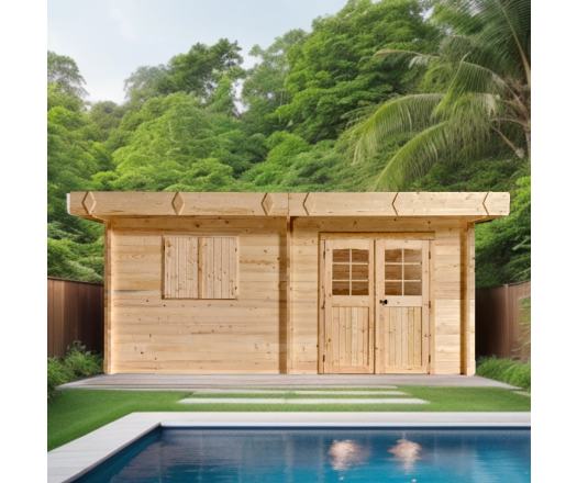 Abri Bretan, Madriers épicéa 42mm, .5.30 x 4.80m², 25.40m²