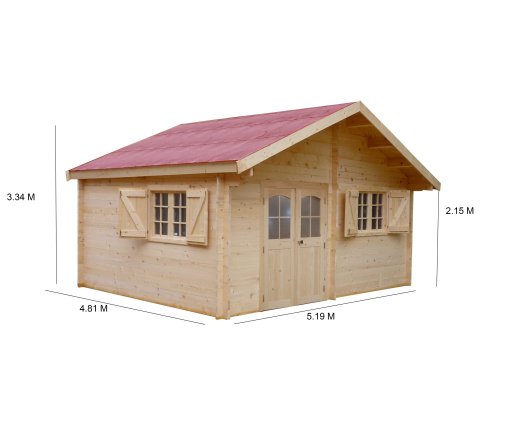 Abri Naira, Madriers épicéa 42mm, 5.20 x 4.80m, 25m² - NAR5040.02