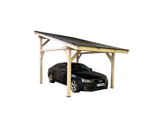Carport Photovoltaïque Lumio, Douglas en contrecollé non traité, 3.20 x 5.20m, 16.70m²