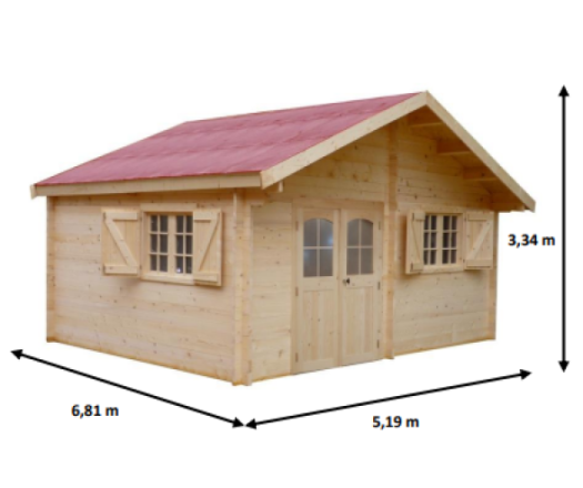 Abri Naira, Madriers épicéa 42mm, 5.20 x 6.80m, 35.30m² - NAR5060.02