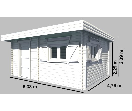 Abri Erden avec bucher, Madriers épicéa 60mm, 5.30 x 4.80m, 25.30m² - ER5040.02B