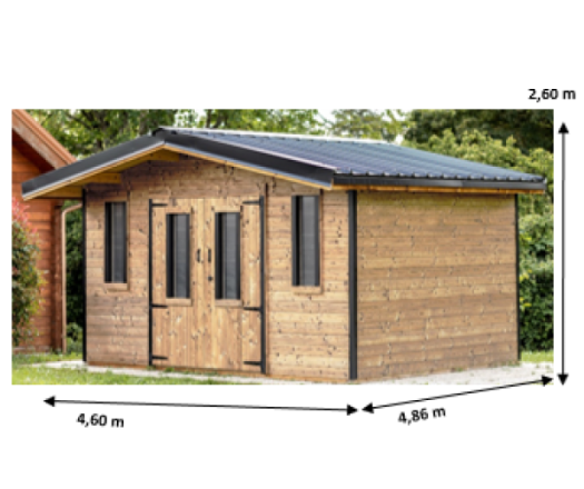 Abri Theta, THT Madriers 28mm, 4.00 x 4.00m, 16m²