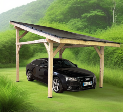 Carport Photovoltaïque Lumio, Douglas en contrecollé non traité, 3.20 x 5.20m, 16.70m²