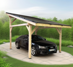 Carport Photovoltaïque Lumio, Douglas en contrecollé non traité, 3.20 x 5.20m, 16.70m²