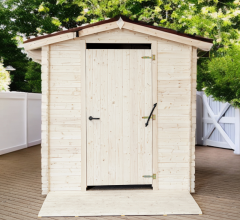 Abri Alpina WC PMR, Epicéa en Madriers 20 mm, 2.10 x 2.10m, 4.75m²