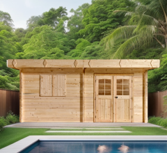 Abri Bretan, Madriers épicéa 42mm, .5.30 x 4.80m², 25.40m²