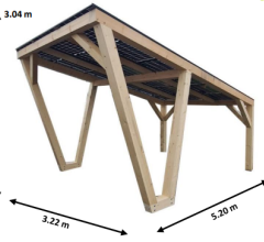 Carport Photovoltaïque Lumio, Douglas en contrecollé non traité, 3.20 x 5.20m, 16.70m²