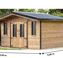 Abri Theta, THT Madriers 28mm, 4.00 x 4.00m, 16m²