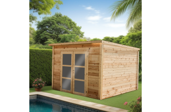 Abri Poolhouse Bahia , Epicéa Madriers 28mm, 3.20 x 3.20m, 10.20m²